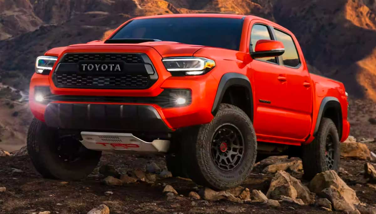 toyota tacoma climbing rocks with high beams