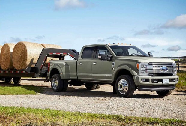 Ford F-250 hauling hay bales