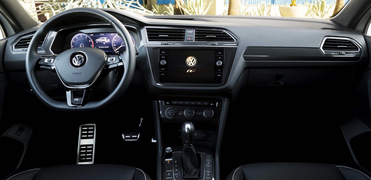 2019 VW Tiguan leather interior and front dash infotainment center