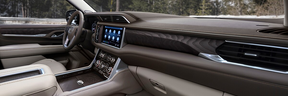 2021 GMC Yukon leather and real wood interior