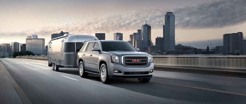New Yukon hauling a trailer