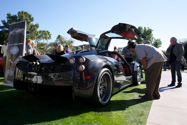 The Pagani Huayra, also available at our dealership, was on display at the Concours.