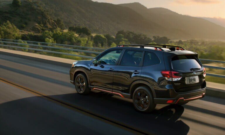 2021 Subaru Forester driving on a mountain highway