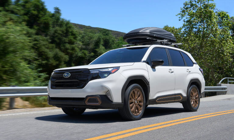 2025 Subaru Forester Hybrid Exterior On Turn With Cartop Carrier