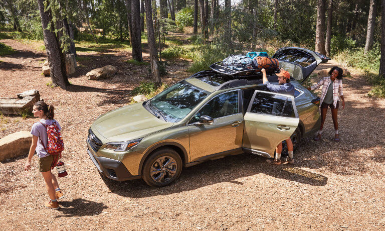 2021 Subaru Outback exterior friends unloading at campsite