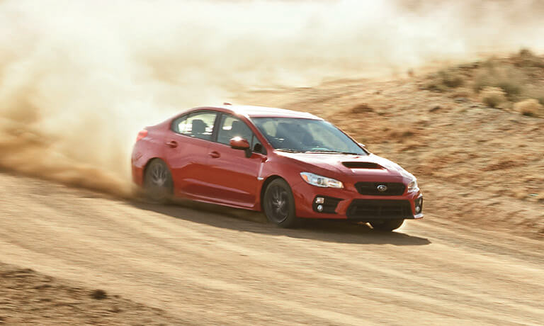 2021 Subaru WRX driving in the desert