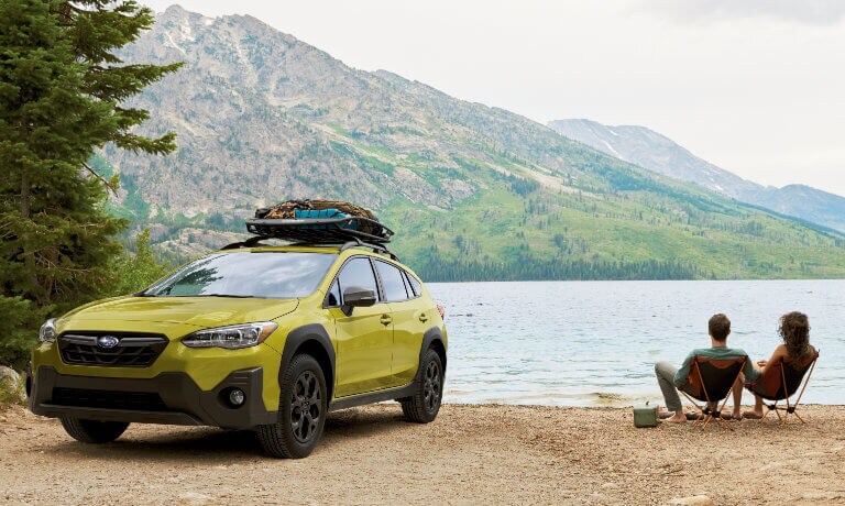 2021 Subaru Crosstrek at a parked next to a lake