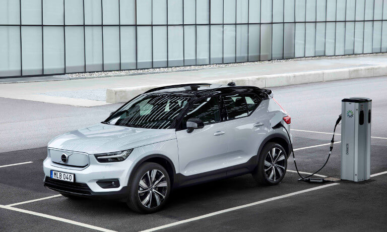 2022 Volvo XC40 Recharge at a charging station