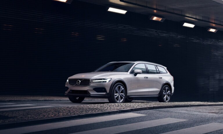 Silver Volvo driving in a tunnel