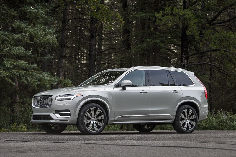2020 Volvo XC90 in a heavily wooded area