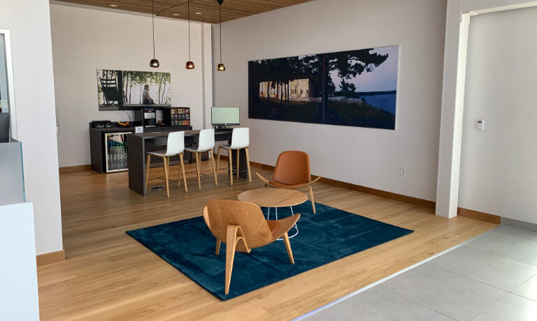 McLaughlin Volvo Waiting Area Blue Chairs