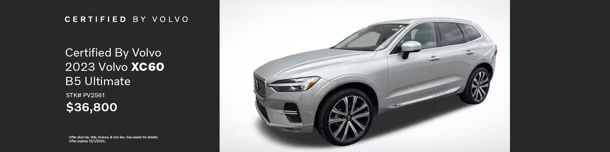Buy a Certified By Volvo 2023 Volvo XC60 B5 Ultimate for $36,800 | Stock Number: PV2561
