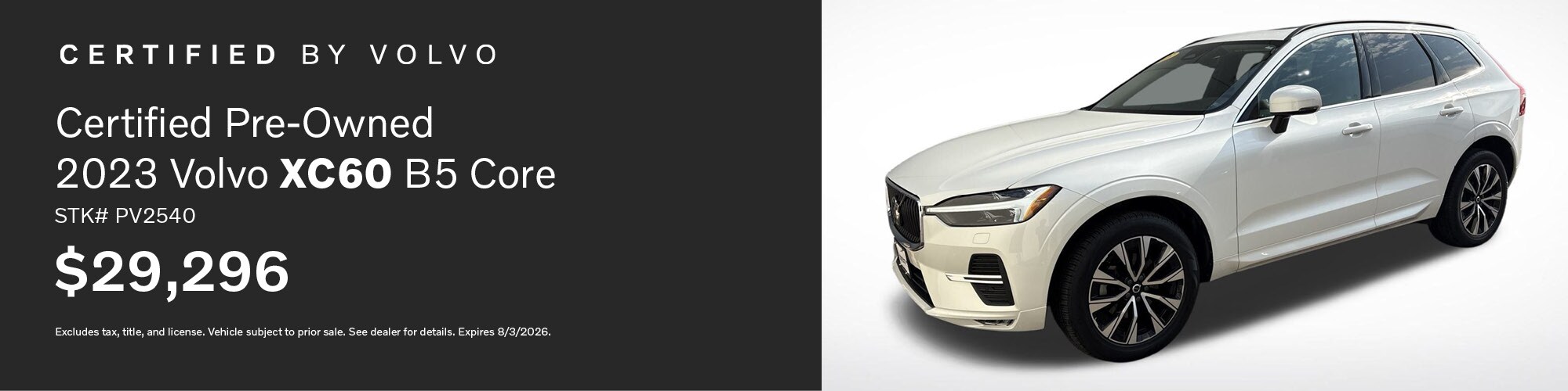Buy a Certified Pre-Owned 2023 Volvo XC60 B5 Core for $29,296 | Stock Number: PV2540