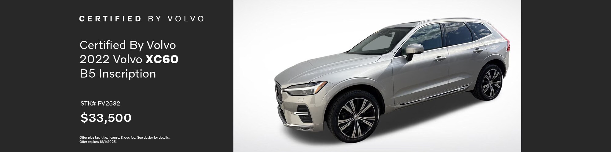 Buy a Certified By Volvo 2022 Volvo XC60 B5 Inscription for $33,500 | Stock Number: PV2532