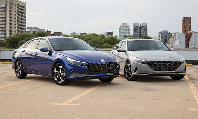 Two 2022 Hyundai Elantra's in parking garage