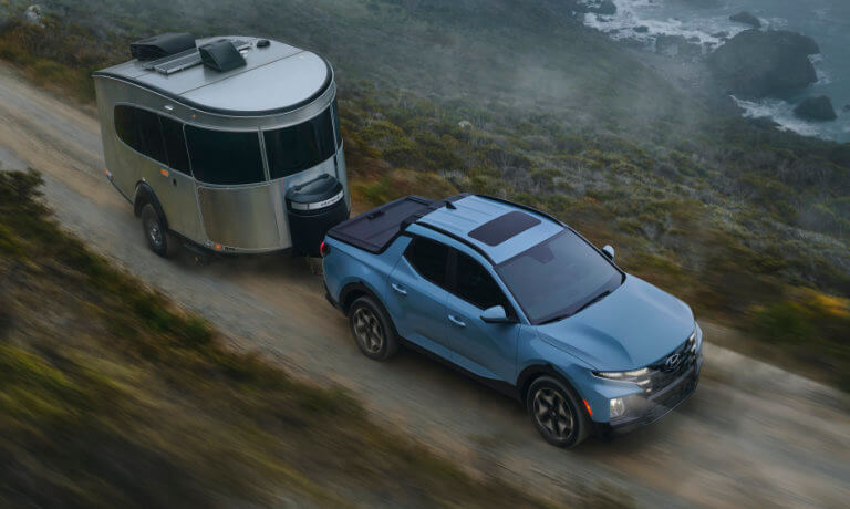 2022 Hyundai Santa Cruz exteror towing camper