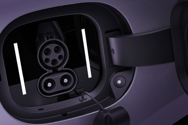 Detail shot of a charging port.