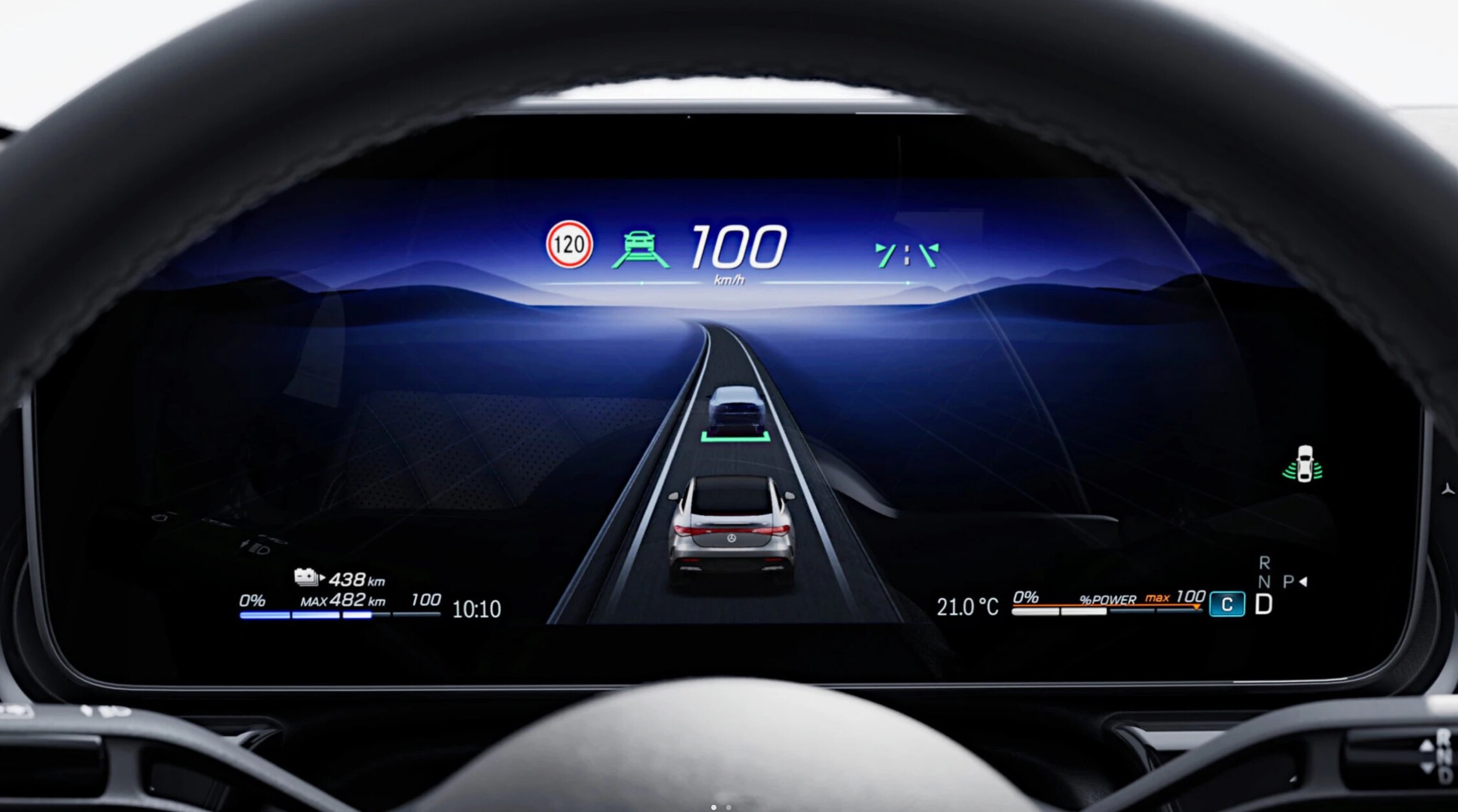 An image showcasing the dashboard display of the Traffic Sign Assist feature
