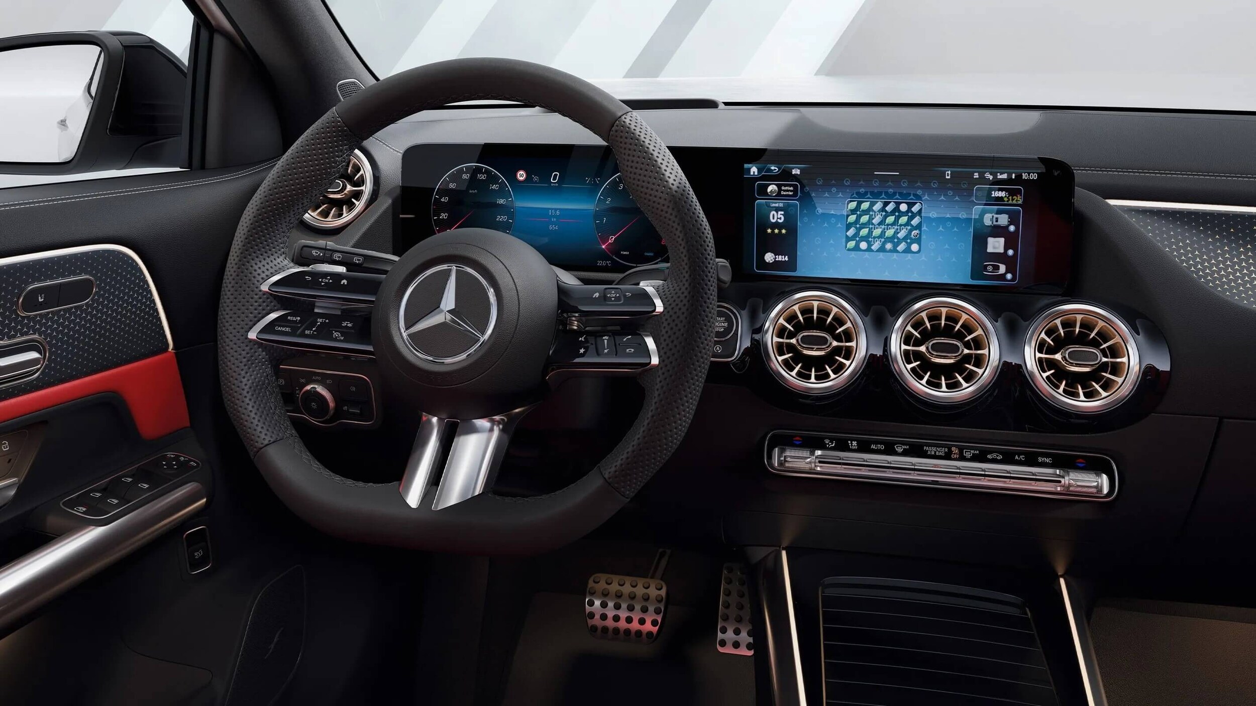 Interior shot of the Mercedes-Benza GLA 250 SUV cabin
