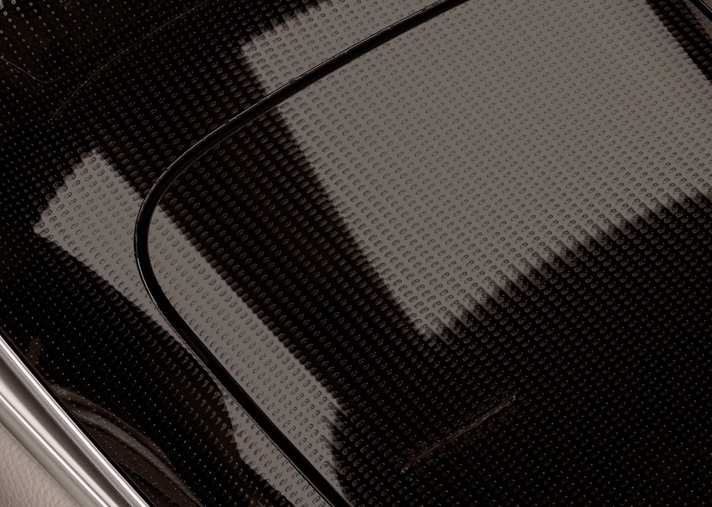 Close-up of GLC Black Fine Structure console trim