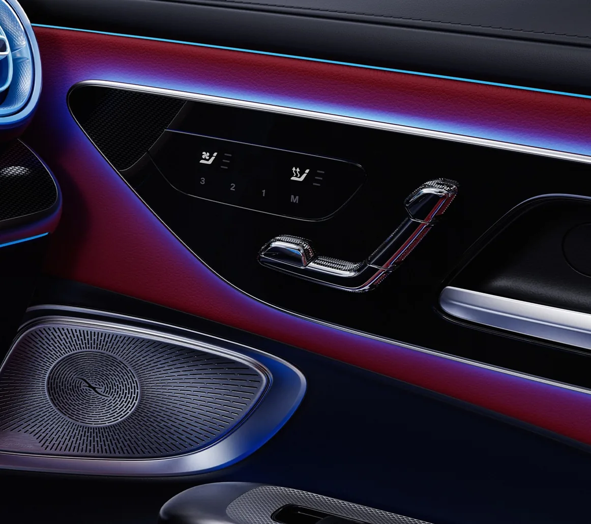 CLE door panel with seat controls and ambient lighting