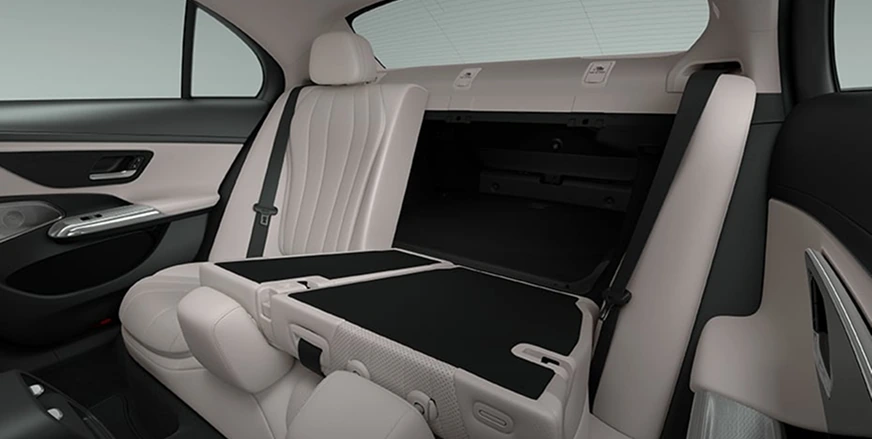E-Class rear seat with the center section folded down