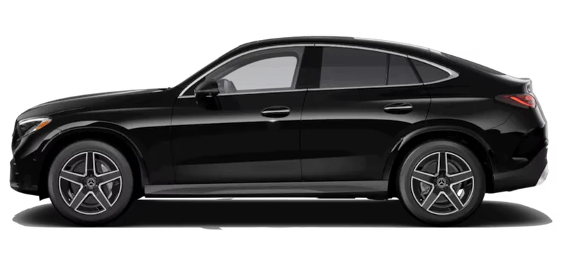 Black 2027 Mercedes-Benz GLC 300 4MATIC Coupe shown in profile