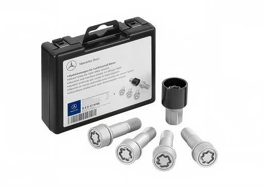 Mercedes-Benz wheel locking bolts with coded key and storage case