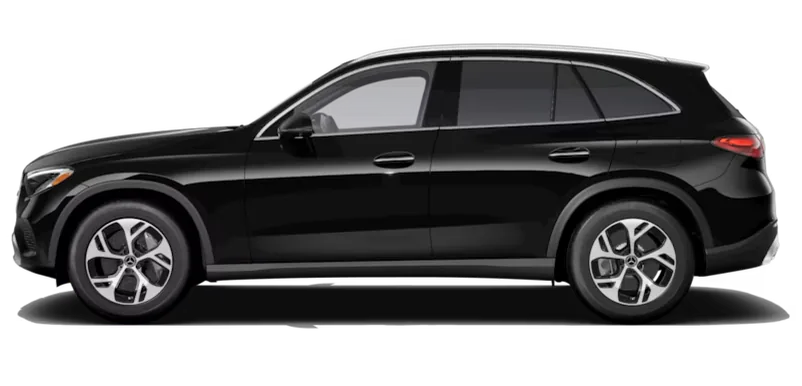 Black 2027 Mercedes-Benz GLC 350e 4MATIC SUV shown in profile