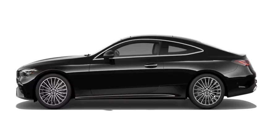 Black 2027 Mercedes-Benz CLE 450 4MATIC Coupe shown in profile