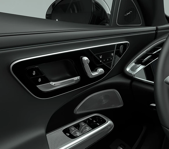 E-Class door panel with seat controls and ambient trim