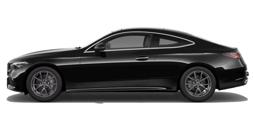 Black 2027 Mercedes-Benz CLE 300 4MATIC Coupe shown in profile