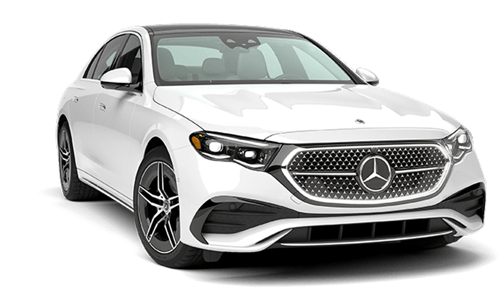 White 2027 Mercedes-Benz E 350 Sedan shown from the front three-quarter