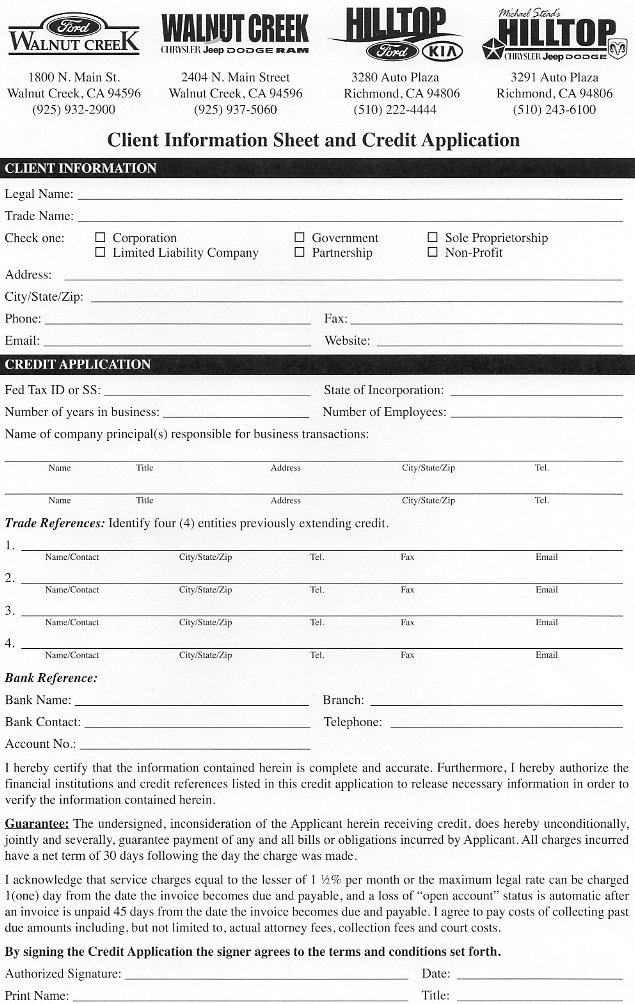 Nissan signature business credit application #1