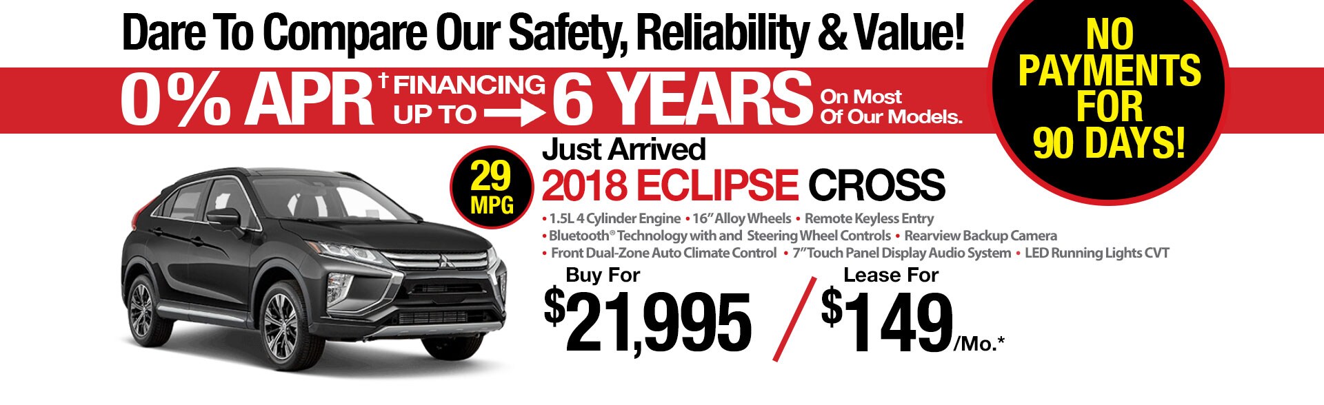 New 2018 Mitsubishi Eclipse Cross AWC Lease Special New 2018 Mitsubishi Eclipse Cross AWC Lease Special