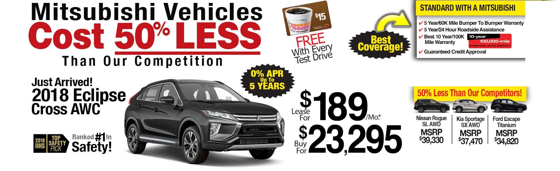 New 2018 Mitsubishi Eclipse Cross AWC Lease Special New 2018 Mitsubishi Eclipse Cross AWC Lease Special