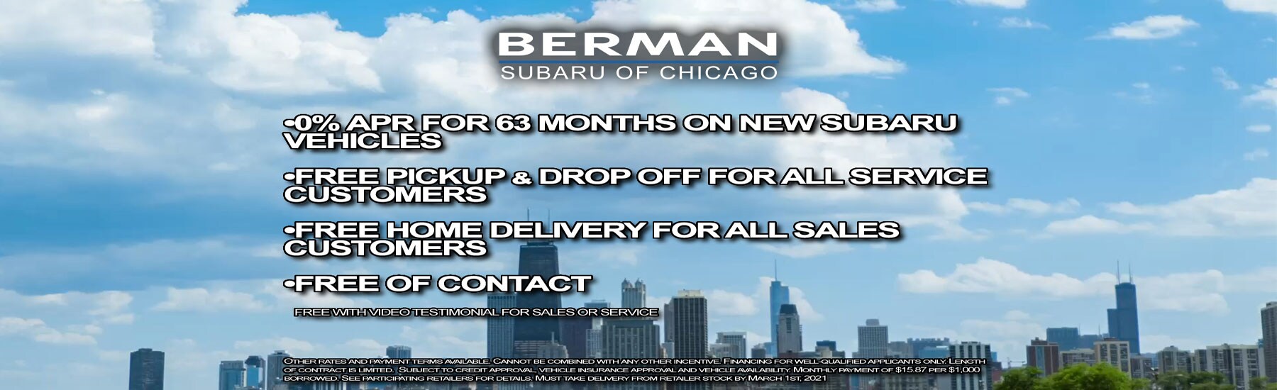 Now offering FREE Pickup and Dropoff and Contactless Home Delivery!
