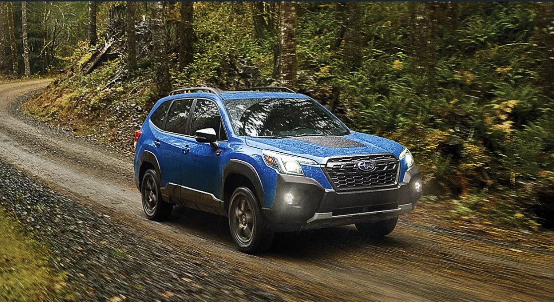 2023 Forester Wilderness shown in Geyser Blue