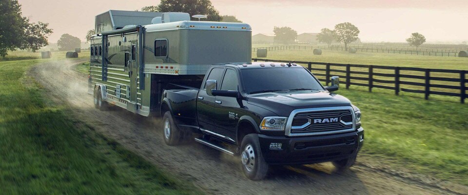 2018 RAM 3500 towing a trailer