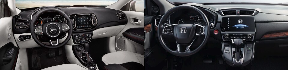 2018 Jeep Compass & 2018 Honda CR-V side by side interior image
