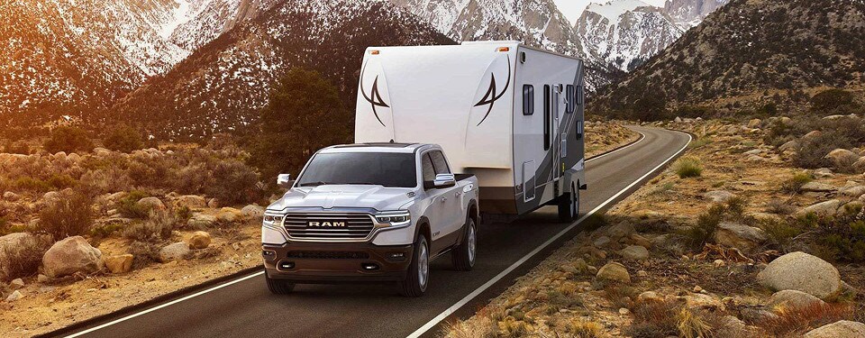 2019 RAM 1500 towing a trailer