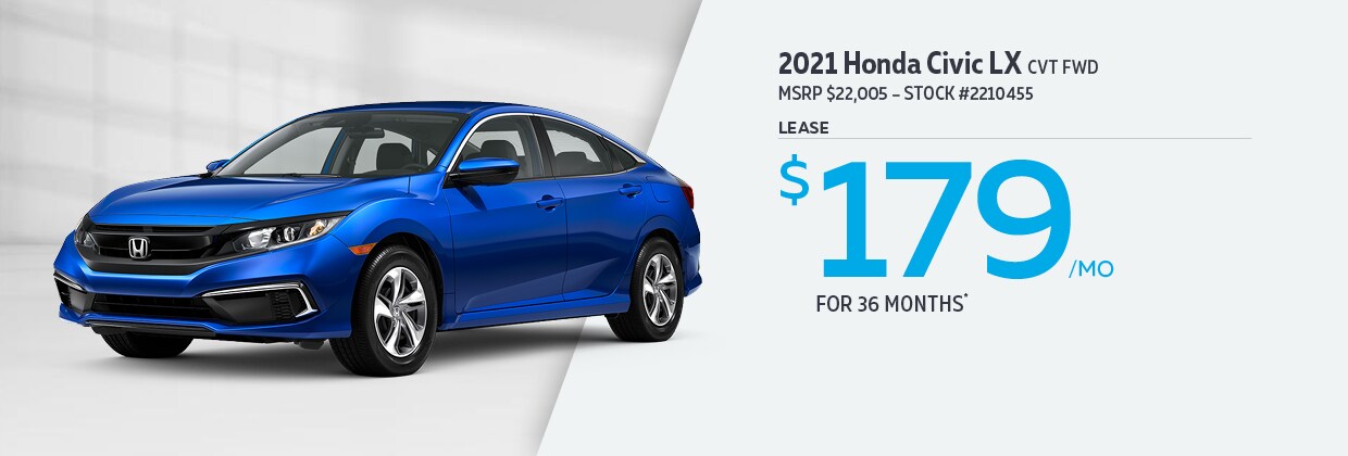 2021 Honda Civic LX Lease for $179/MO for 36 months