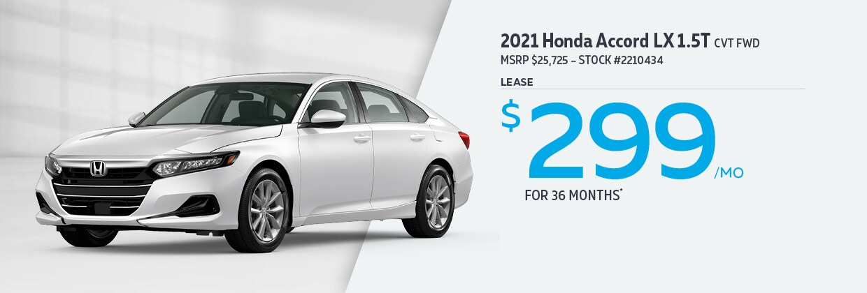2021 Honda Accord LX 1.5T Lease for $229/MO for 36 months