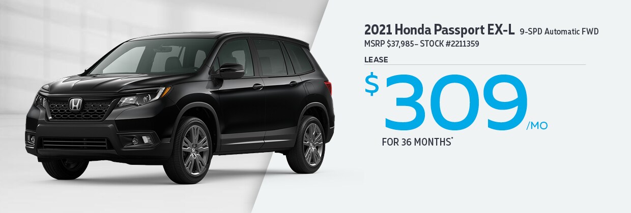 2021 Honda Passport EX-L Lease for $309/MO for 36 months
