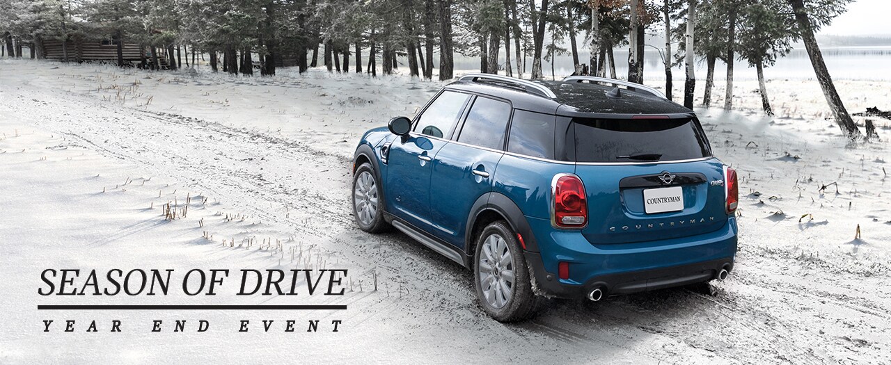 MINI Season of Drive Year End
Event Rear side View MINI
Countryman in Island Blue on snow covered road. Season of Drive Year End
Event