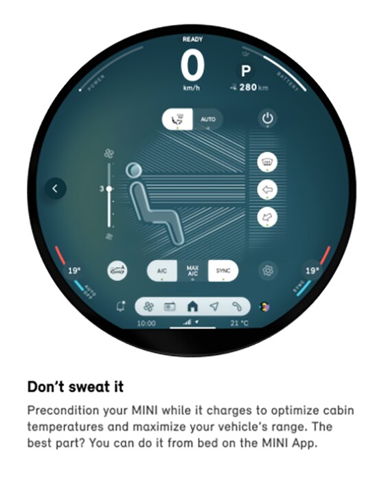 A close
-up of the 9.4 inch circular OLED display screen.