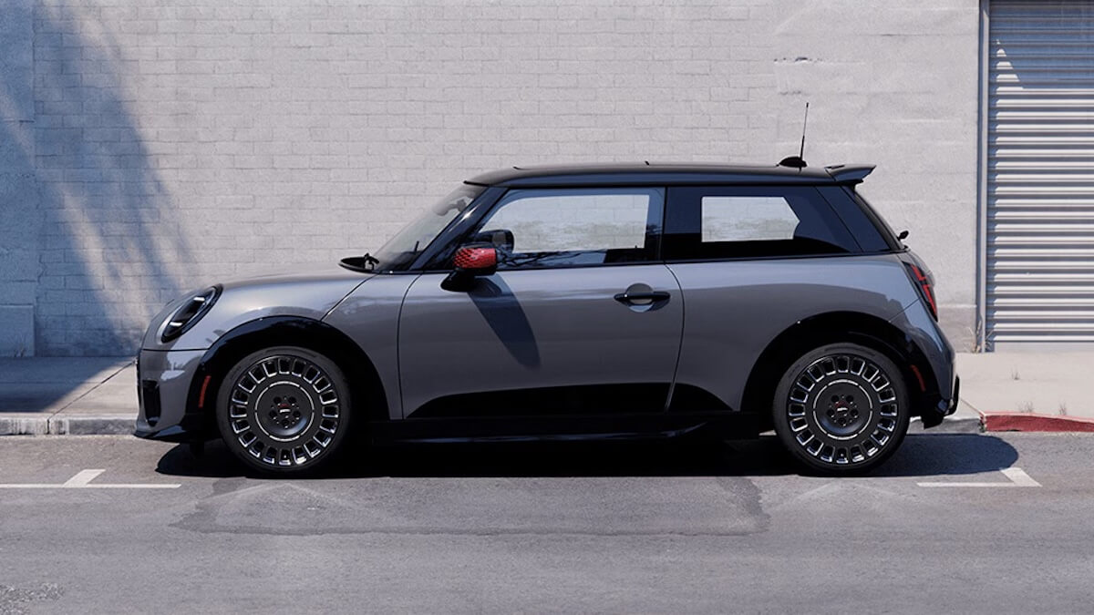 Side view of a MINI Cooper with John Cooper Works parts