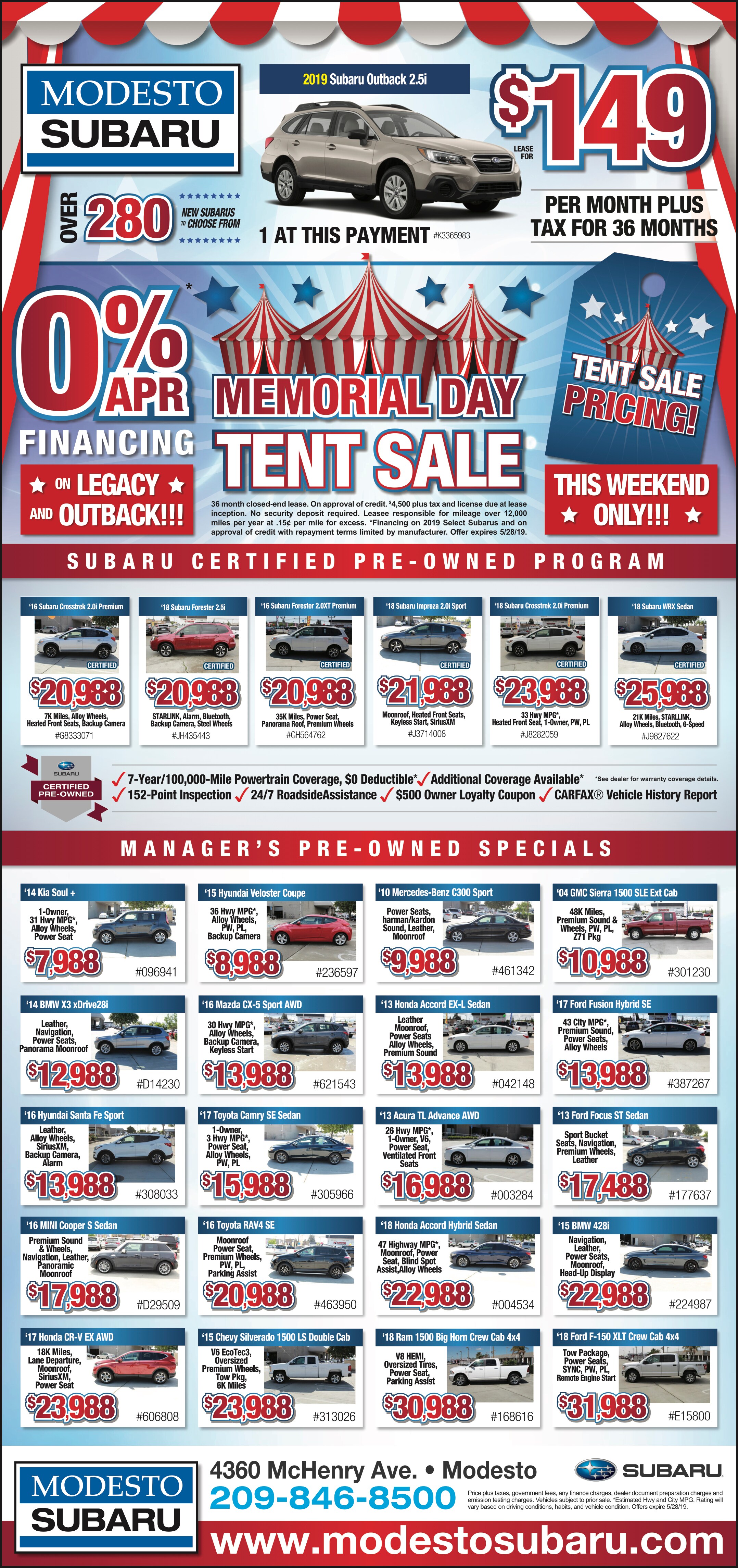 Modesto Subaru TENT SALE