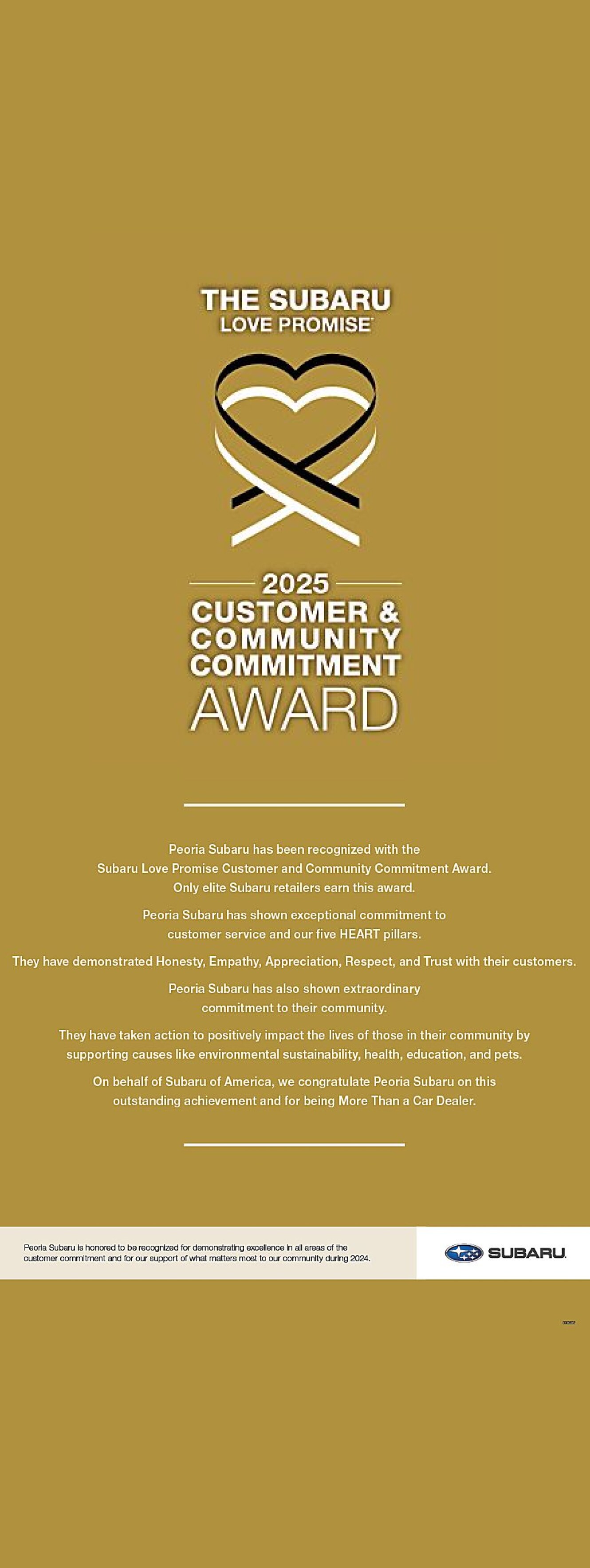 2025 Subaru Love Promise Customer and Community Commitment Award