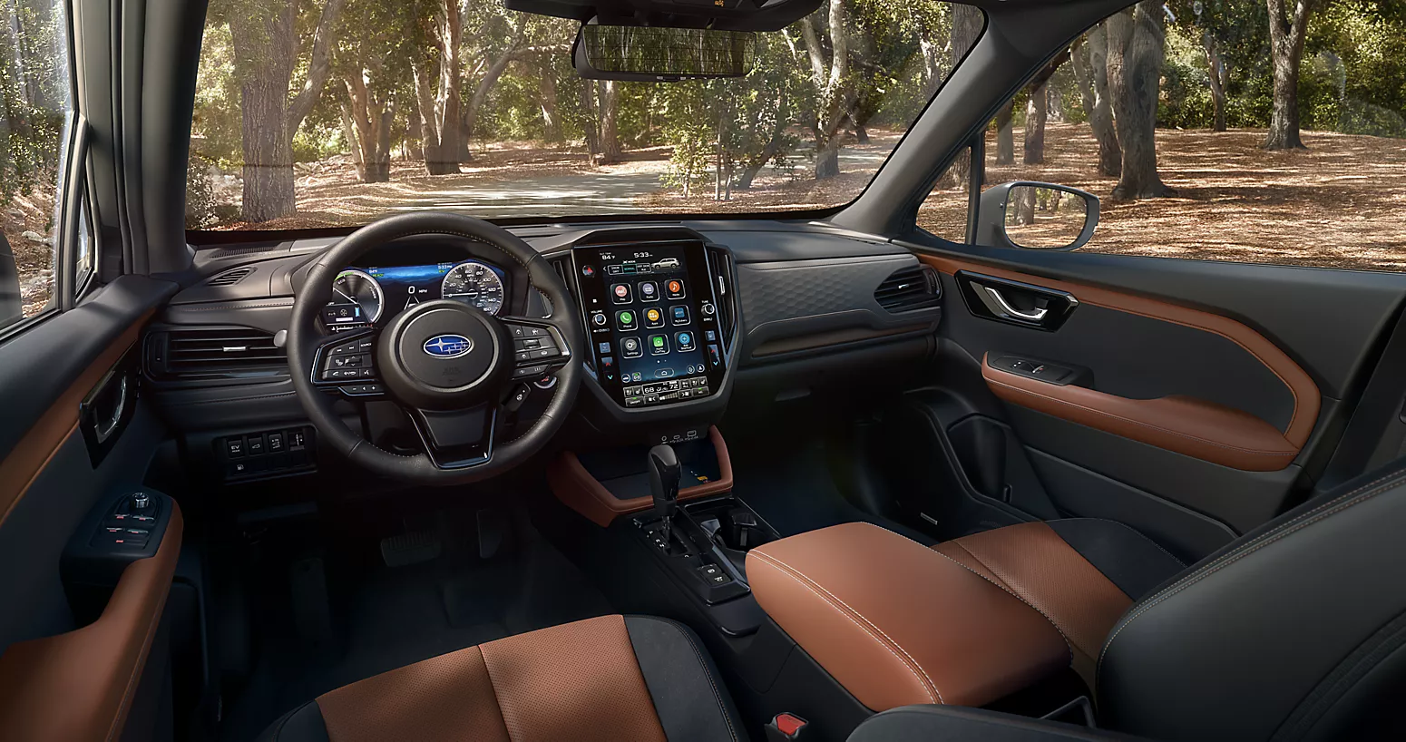 2026 Subaru Forester interior with Subaru Multimedia System and roomy cabin